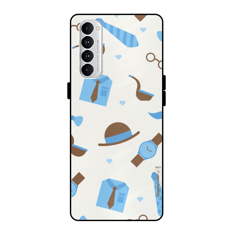 Pipe Hat Watch Pattern Metal Back Case for Oppo Reno4 Pro