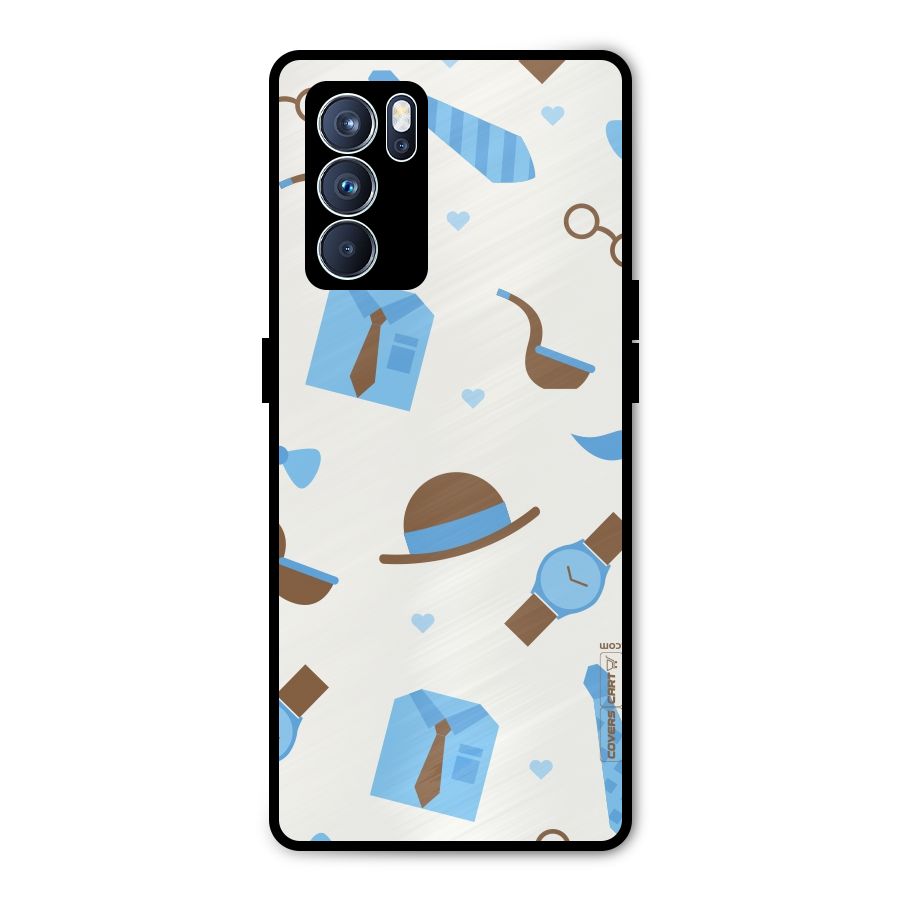 Pipe Hat Watch Pattern Metal Back Case for Oppo Reno6 Pro 5G