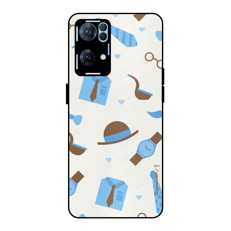 Pipe Hat Watch Pattern Metal Back Case for Oppo Reno7 Pro 5G