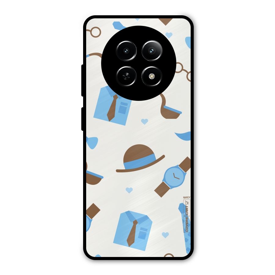 Pipe Hat Watch Pattern Metal Back Case for Realme 13