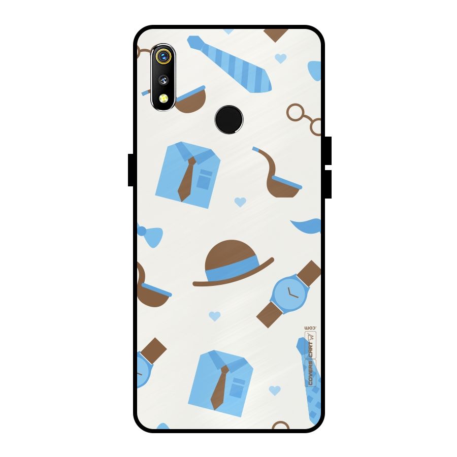 Pipe Hat Watch Pattern Metal Back Case for Realme 3i