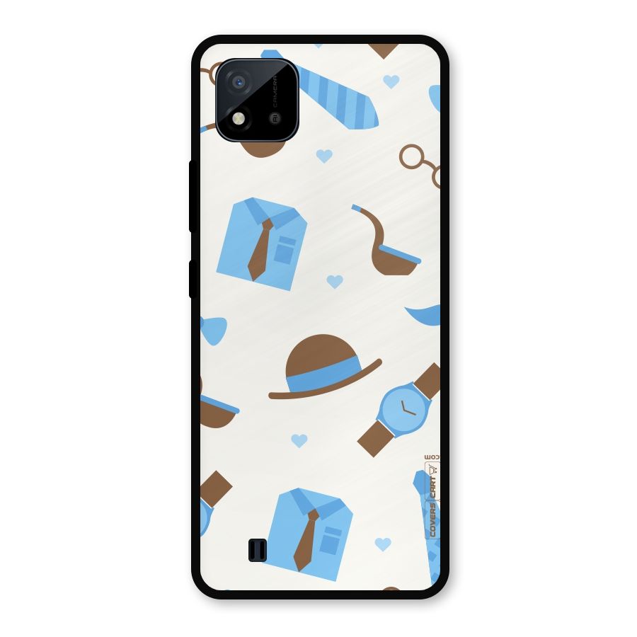 Pipe Hat Watch Pattern Metal Back Case for Realme C11 2021