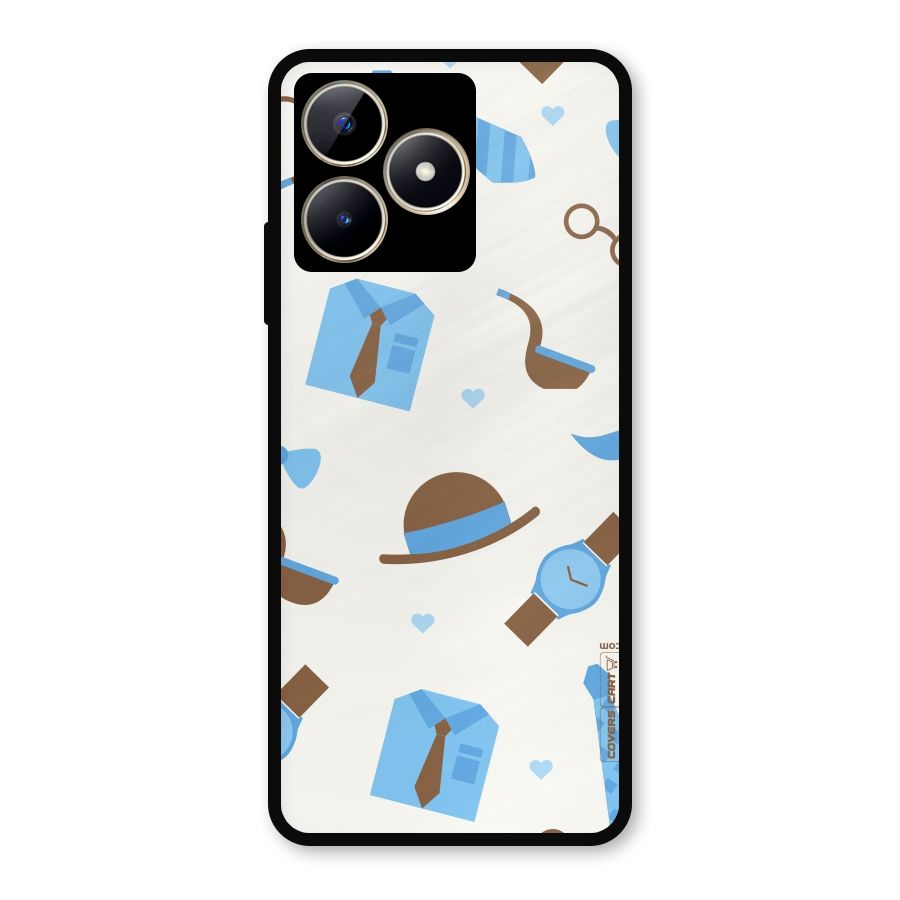 Pipe Hat Watch Pattern Metal Back Case for Realme C53