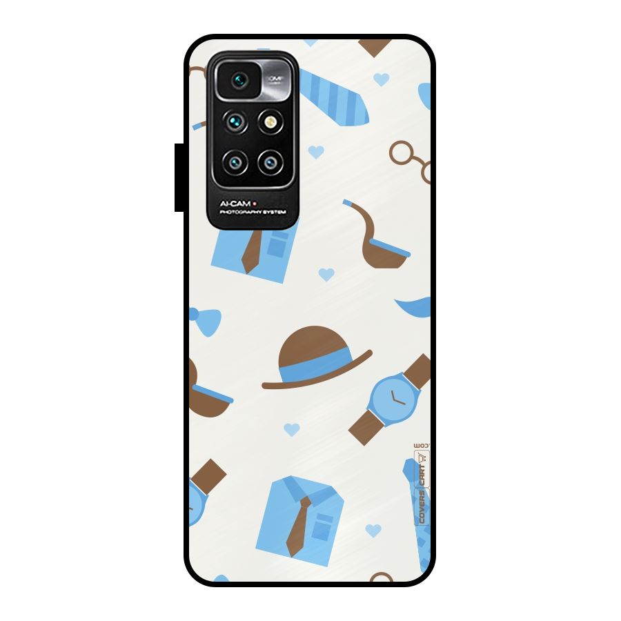 Pipe Hat Watch Pattern Metal Back Case for Redmi 10 Prime