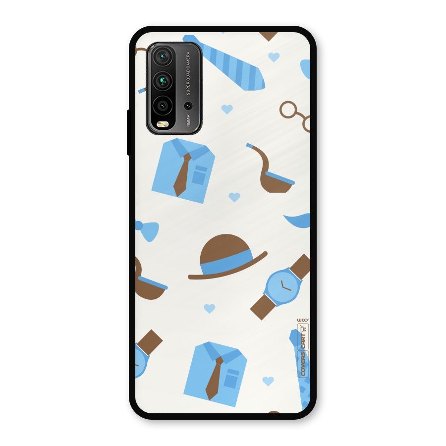 Pipe Hat Watch Pattern Metal Back Case for Redmi 9 Power