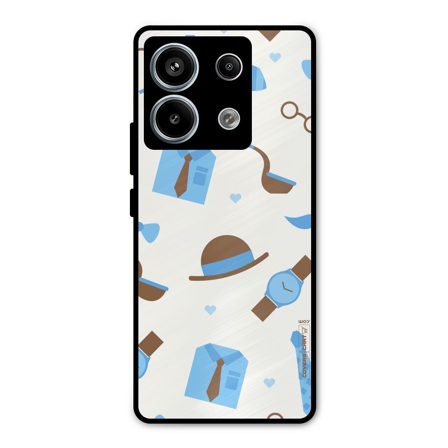 Pipe Hat Watch Pattern Metal Back Case for Redmi Note 13 Pro 5G
