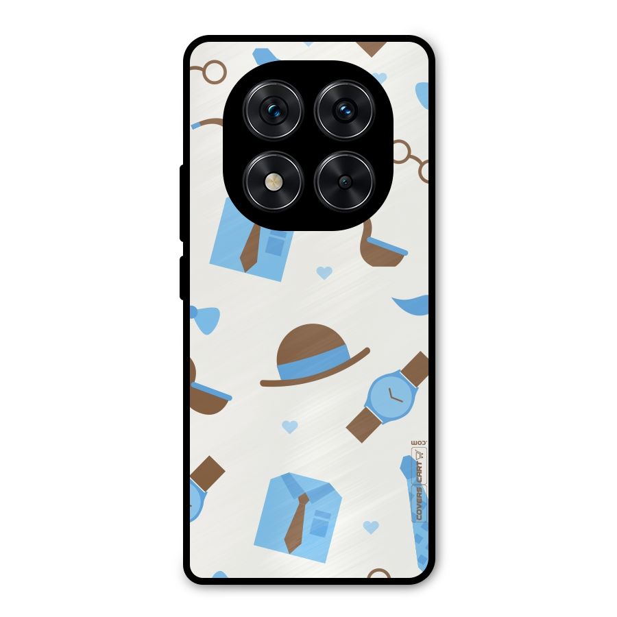 Pipe Hat Watch Pattern Metal Back Case for Redmi Note 14 Pro 5G