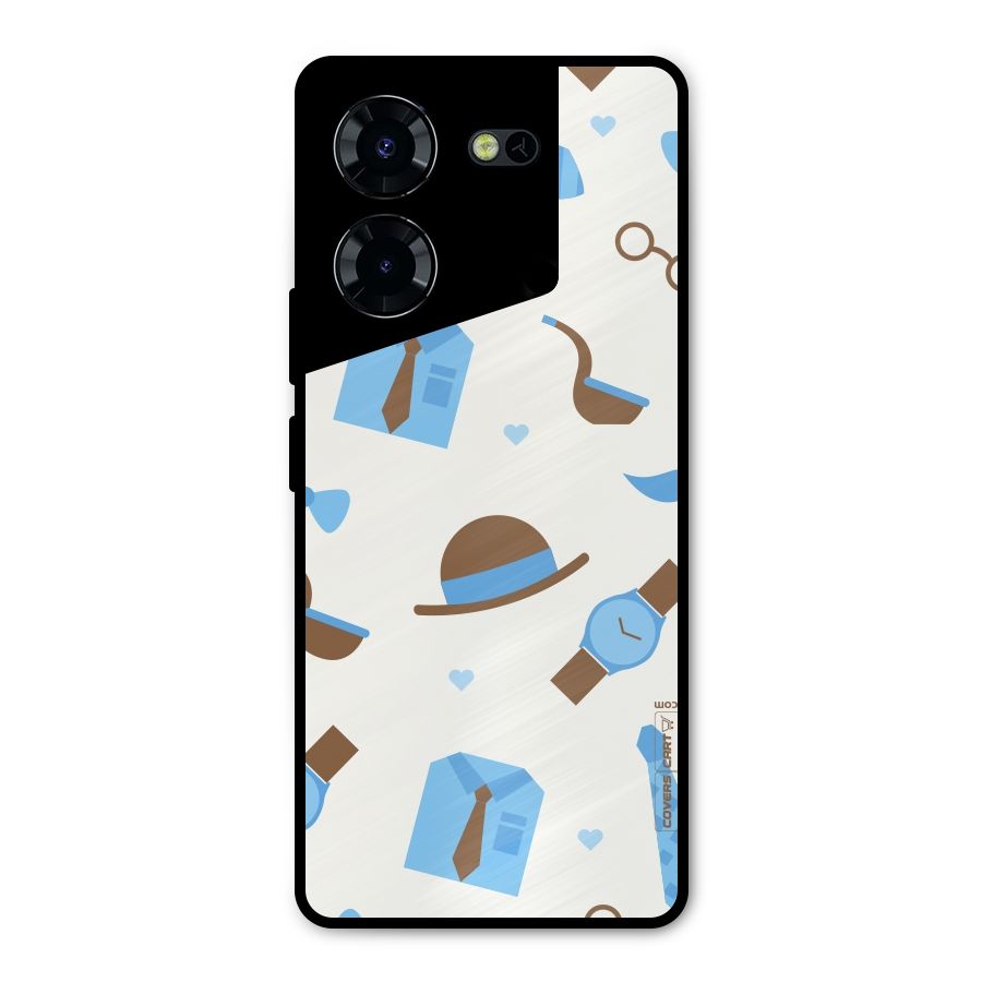 Pipe Hat Watch Pattern Metal Back Case for Tecno Pova 5 Pro 5G
