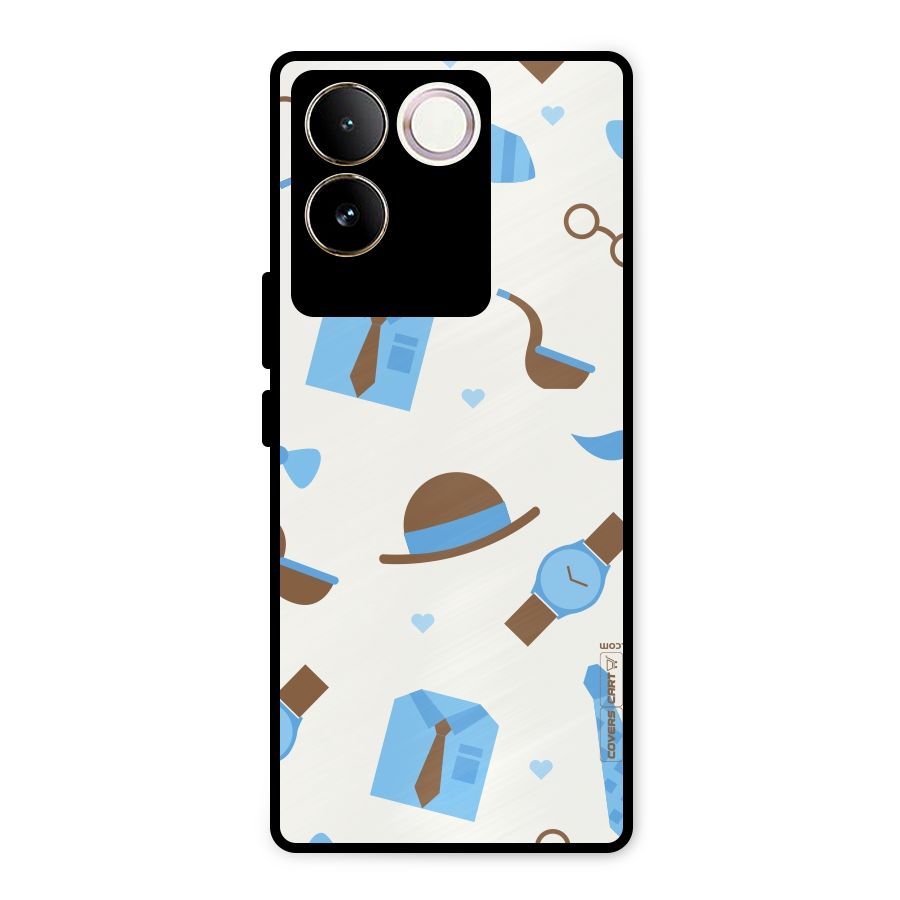 Pipe Hat Watch Pattern Metal Back Case for Vivo T2 Pro