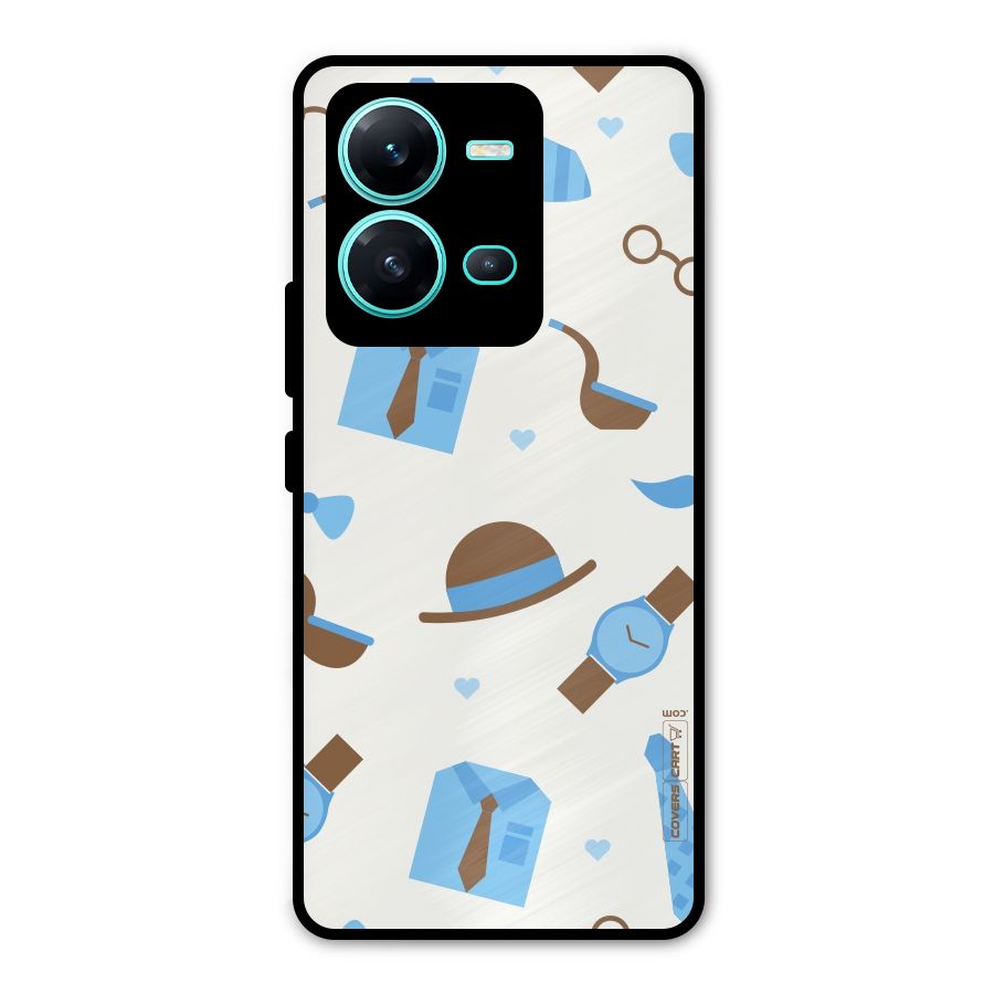 Pipe Hat Watch Pattern Metal Back Case for Vivo V25