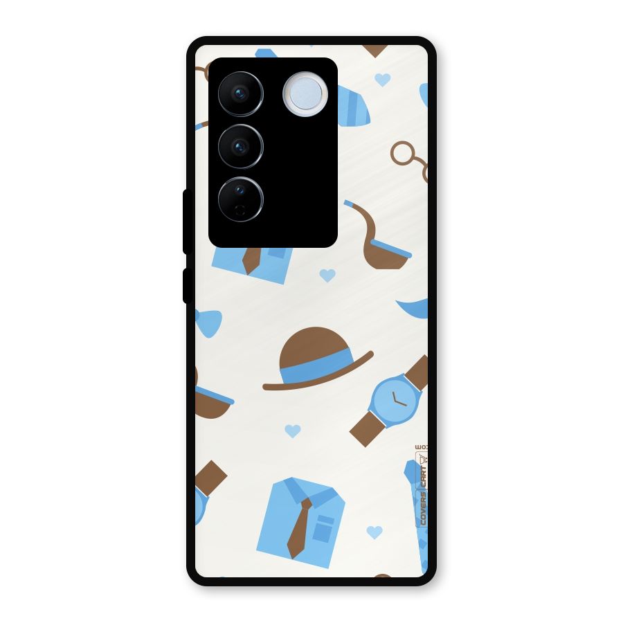 Pipe Hat Watch Pattern Metal Back Case for Vivo V27