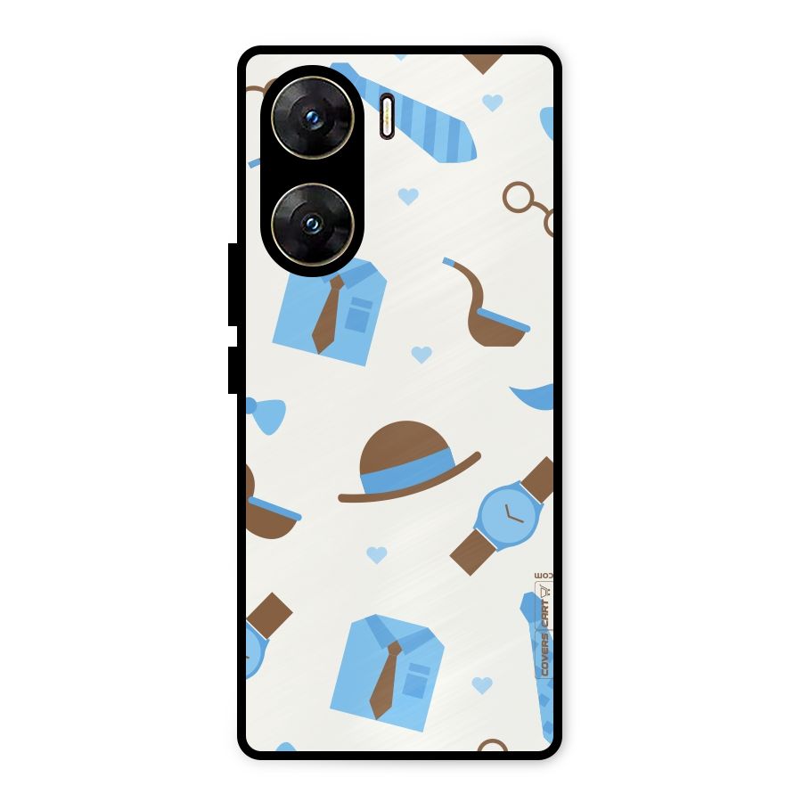 Pipe Hat Watch Pattern Metal Back Case for Vivo V29e