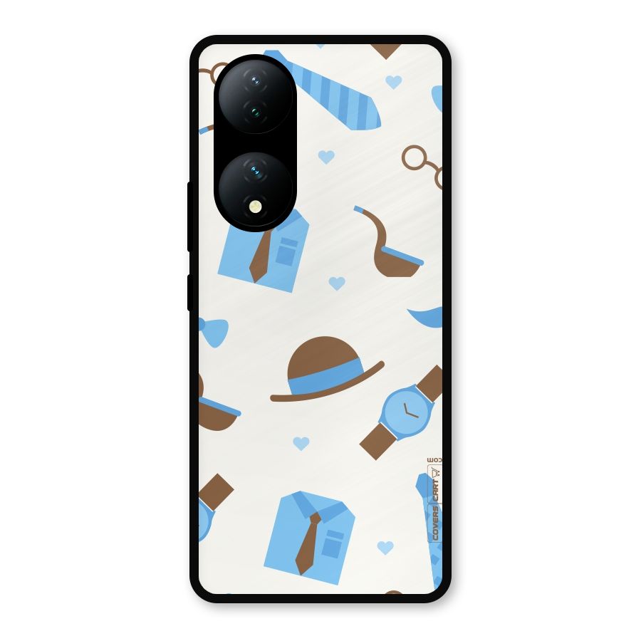 Pipe Hat Watch Pattern Metal Back Case for Vivo Y100