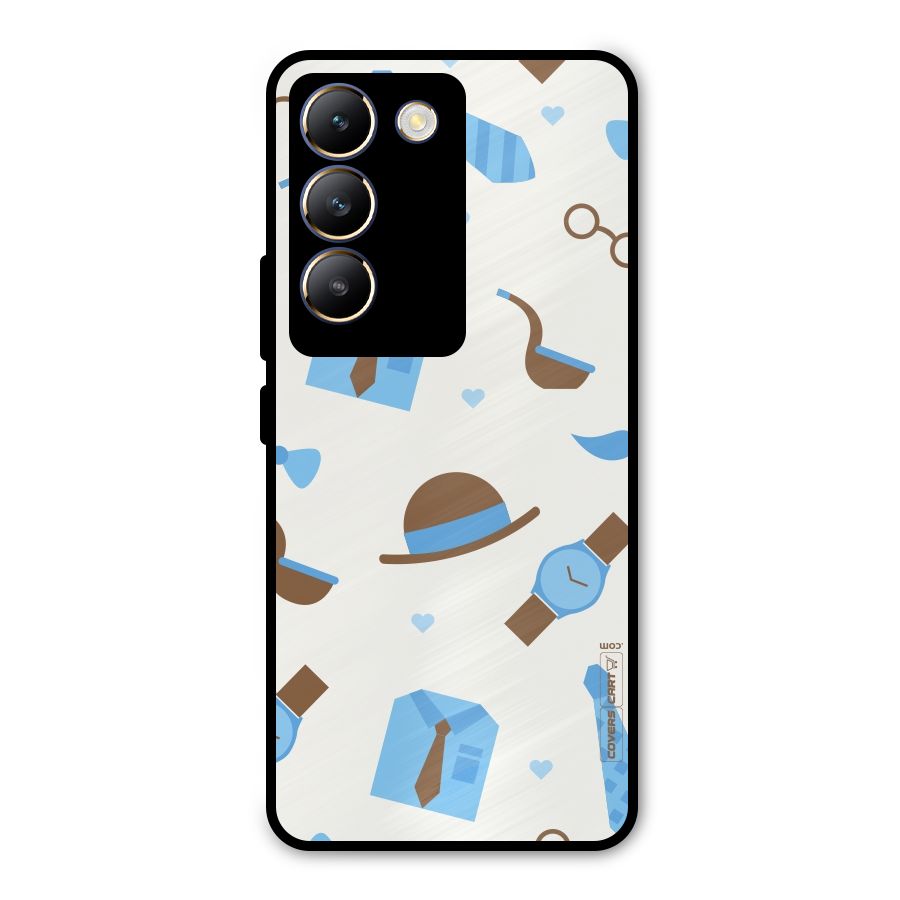 Pipe Hat Watch Pattern Metal Back Case for Vivo Y200e