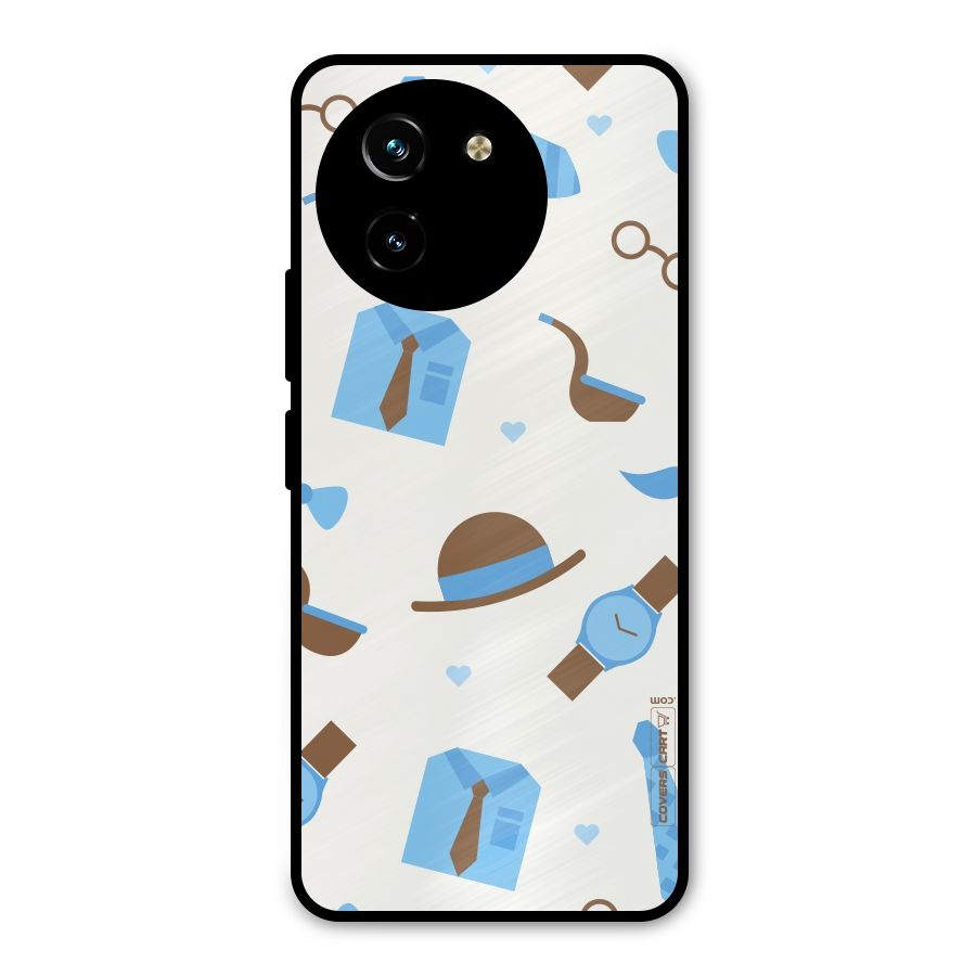 Pipe Hat Watch Pattern Metal Back Case for Vivo Y200i