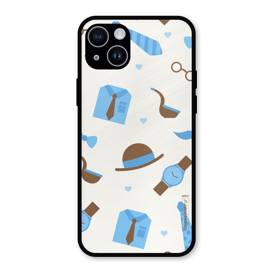 Pipe Hat Watch Pattern Metal Back Case for iPhone 14