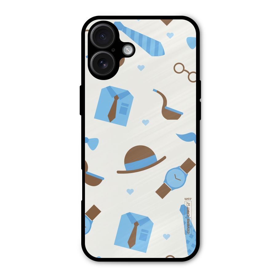 Pipe Hat Watch Pattern Metal Back Case for iPhone 16 Plus