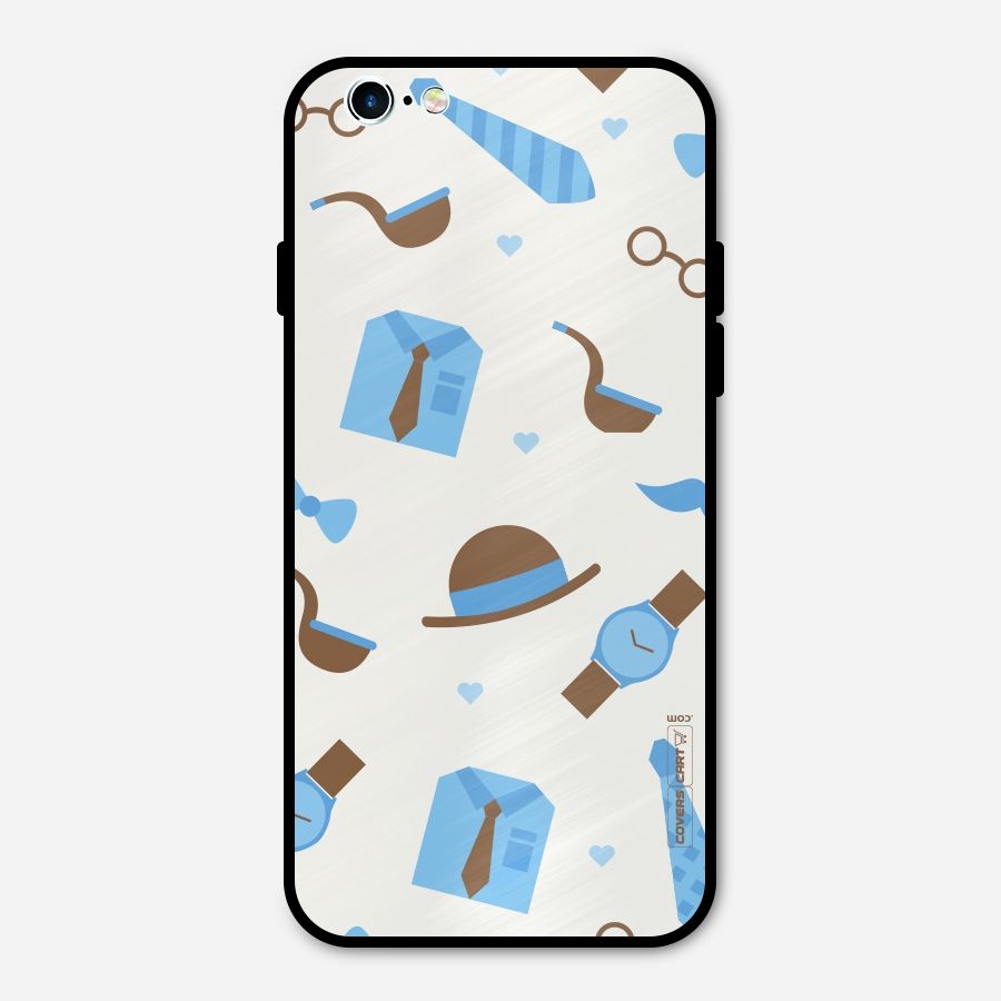 Pipe Hat Watch Pattern Metal Back Case for iPhone 6 6s