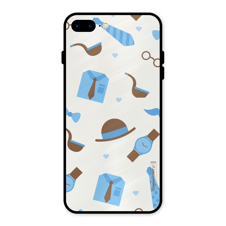 Pipe Hat Watch Pattern Metal Back Case for iPhone 8 Plus