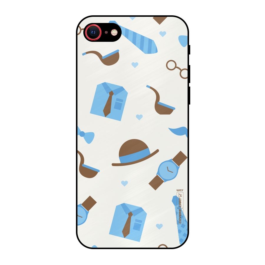 Pipe Hat Watch Pattern Metal Back Case for iPhone SE 2020