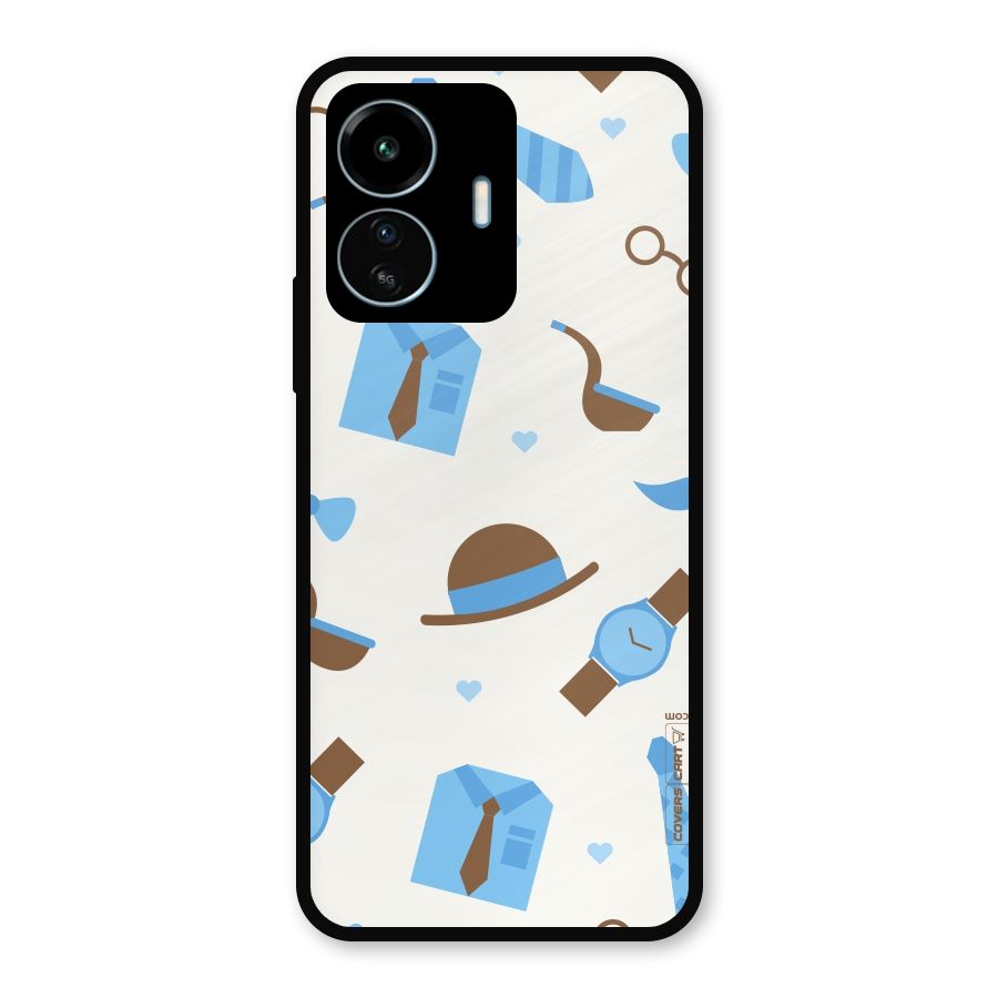 Pipe Hat Watch Pattern Metal Back Case for vivo iQOO Z6 Lite 5G