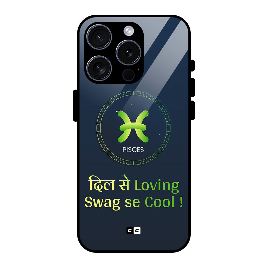Pisces Swag Glass Back Case for iPhone 15 Pro