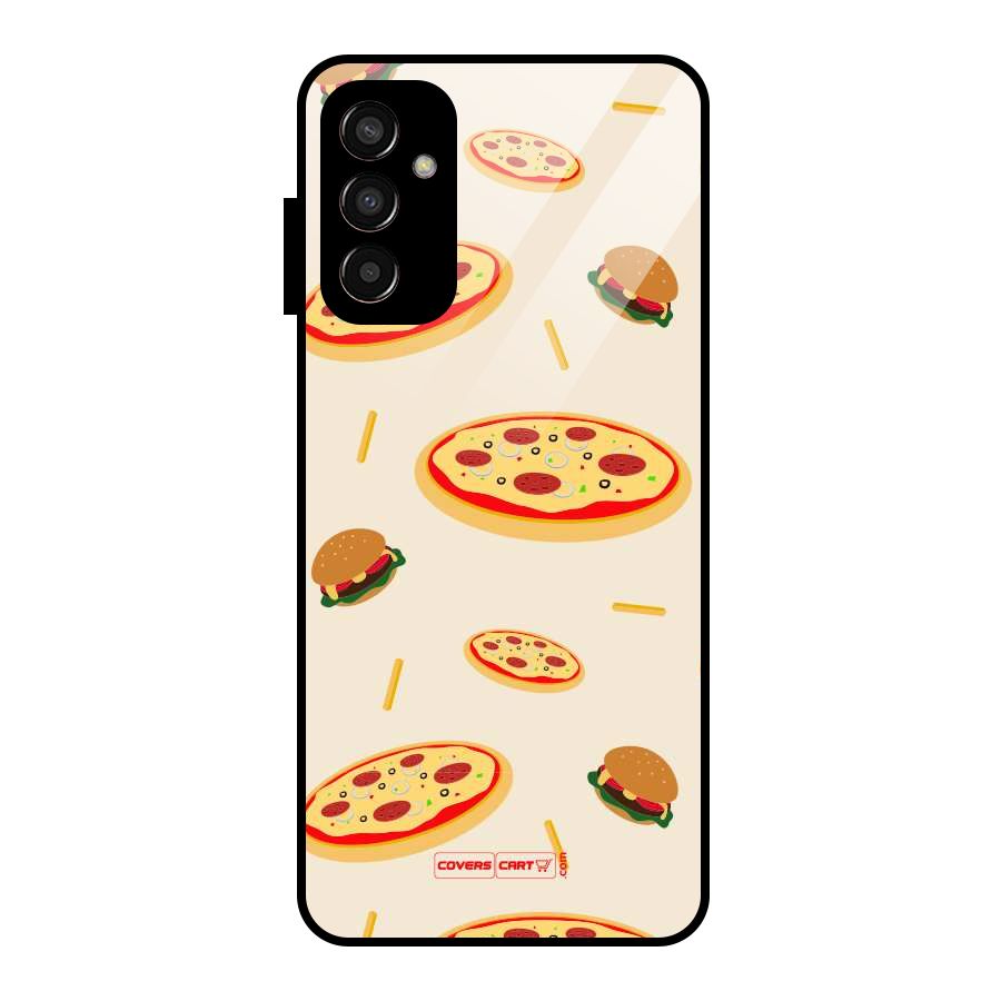 Pizza and Burger Love Glass Back Case for Galaxy F13