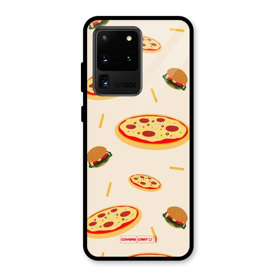 Pizza and Burger Love Glass Back Case for Galaxy S20 Ultra