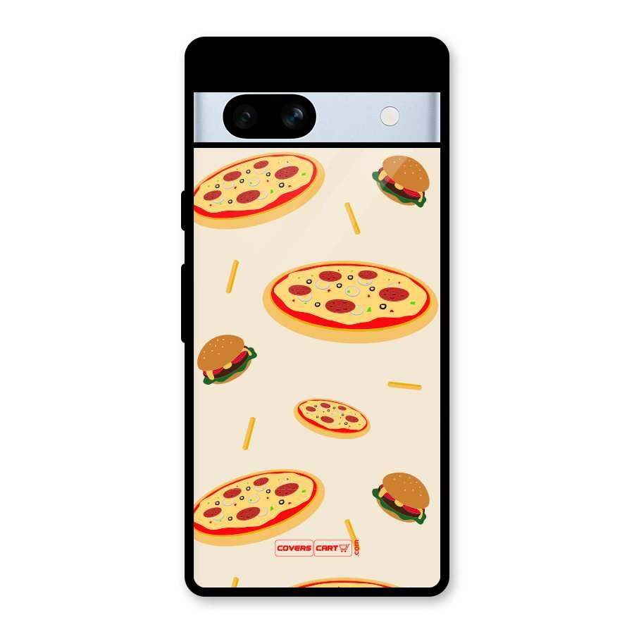 Pizza and Burger Love Glass Back Case for Google Pixel 7a