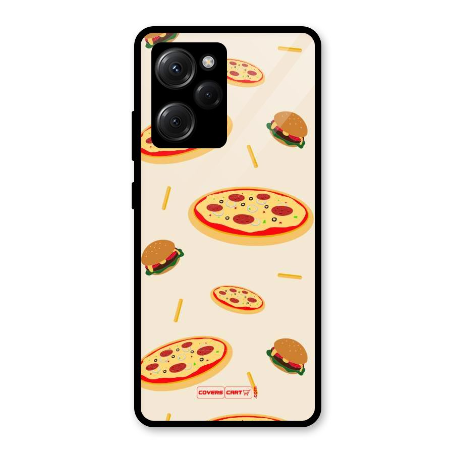 Pizza and Burger Love Glass Back Case for Poco X5 Pro