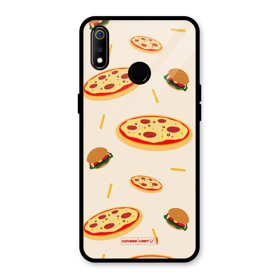 Pizza and Burger Love Glass Back Case for Realme 3