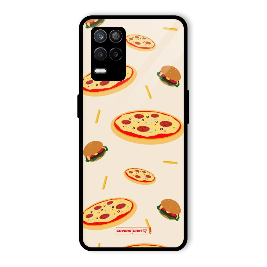 Pizza and Burger Love Glass Back Case for Realme 8s 5G