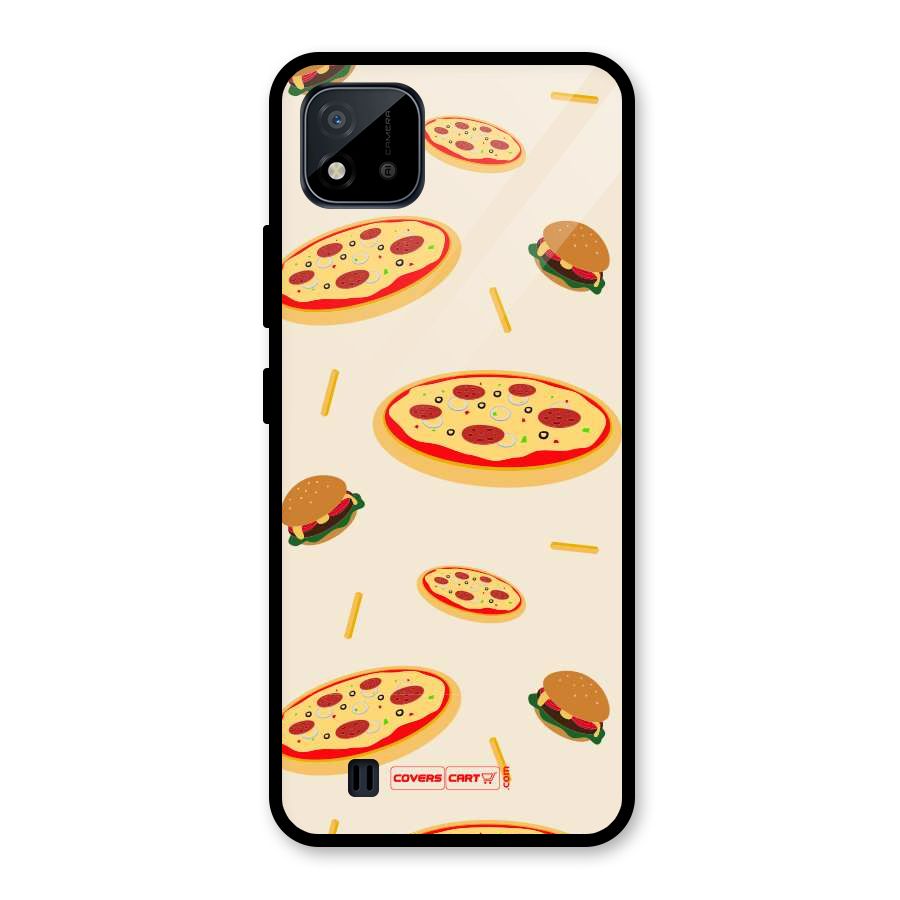 Pizza and Burger Love Glass Back Case for Realme C11 2021