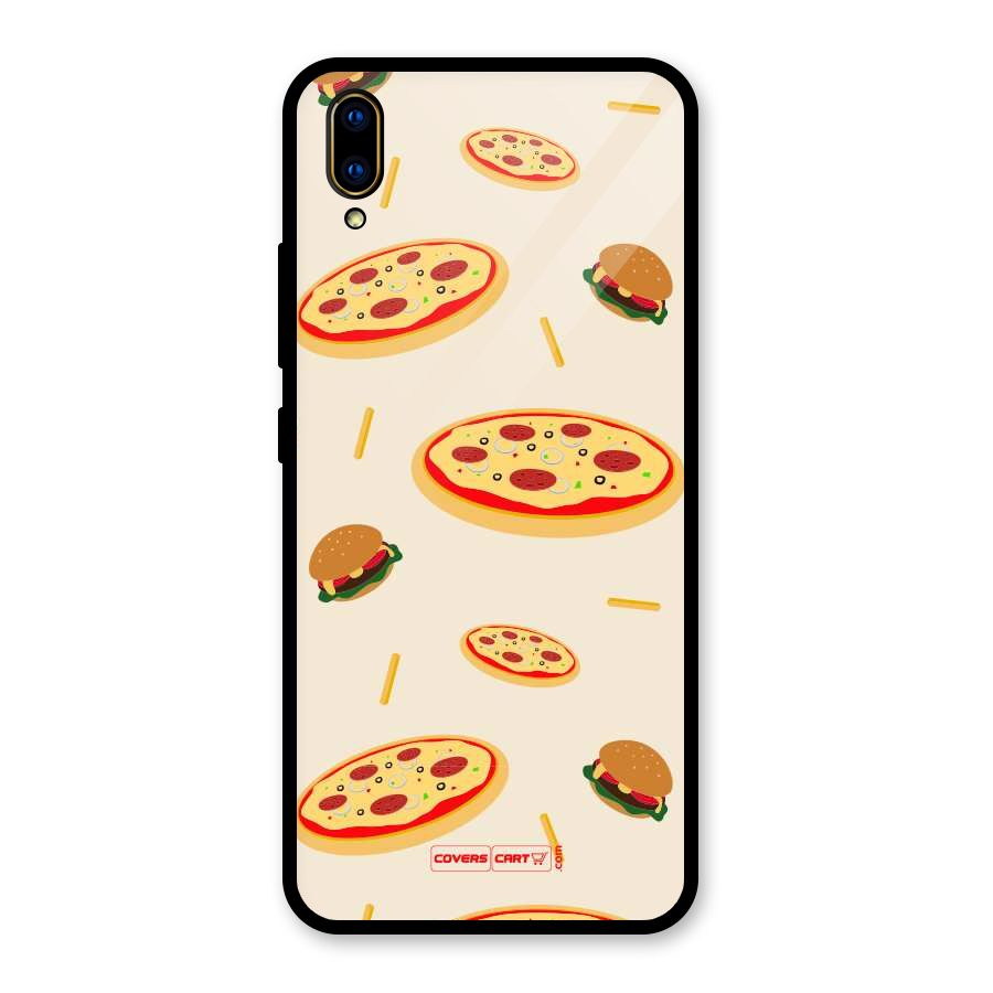 Pizza and Burger Love Glass Back Case for Vivo V11 Pro