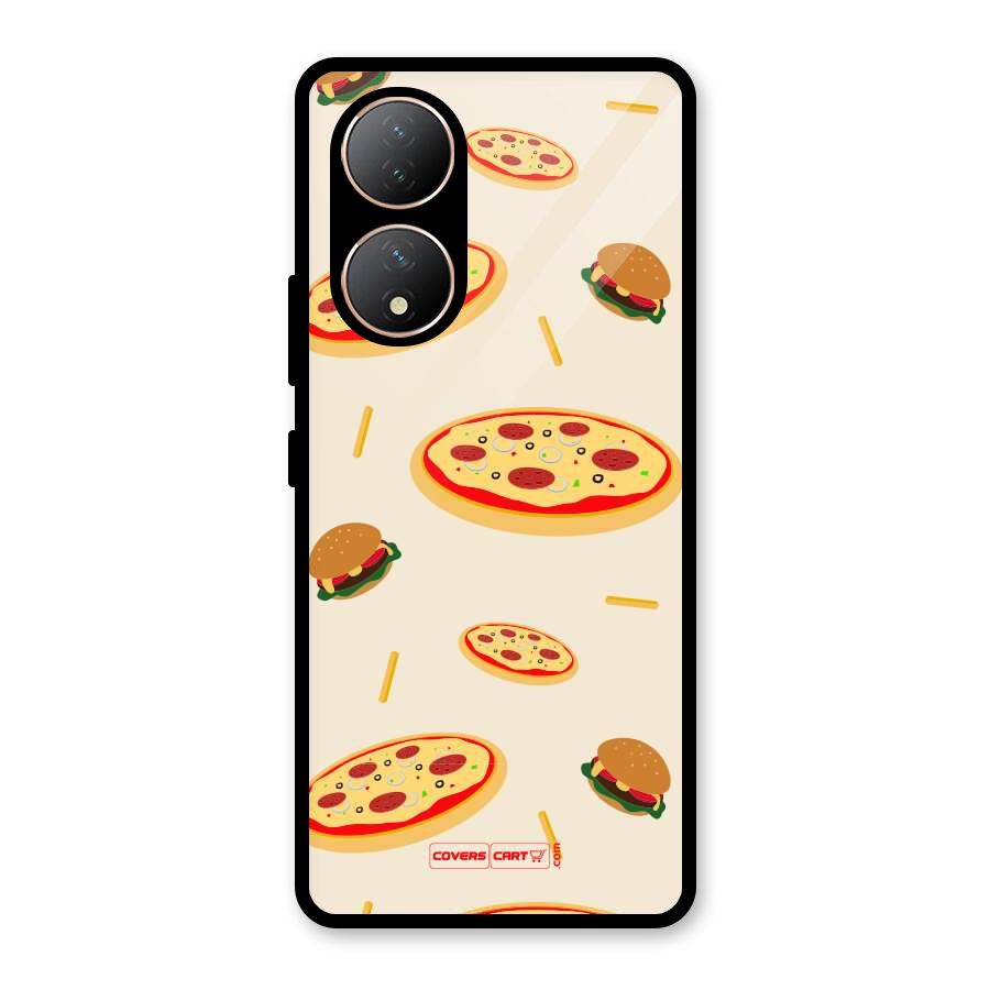Pizza and Burger Love Glass Back Case for Vivo Y100A