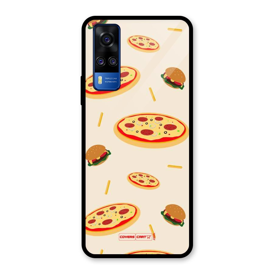 Pizza and Burger Love Glass Back Case for Vivo Y31