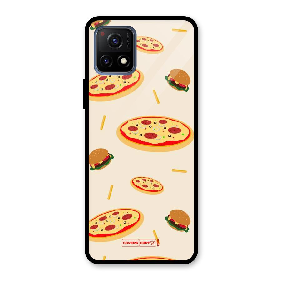 Pizza and Burger Love Glass Back Case for Vivo Y72 5G