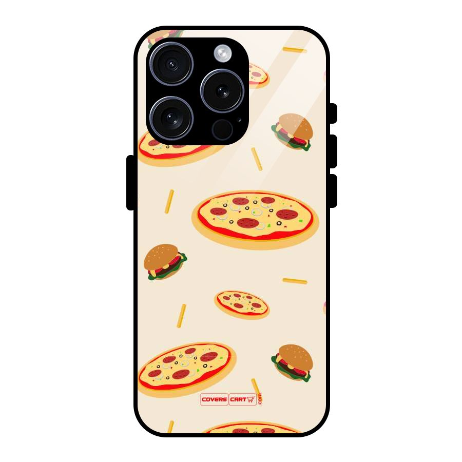 Pizza and Burger Love Glass Back Case for iPhone 15 Pro