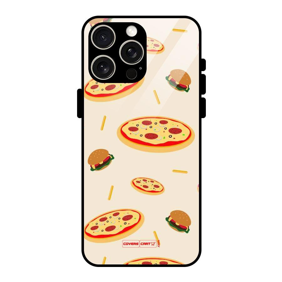 Pizza and Burger Love Glass Back Case for iPhone 15 Pro Max