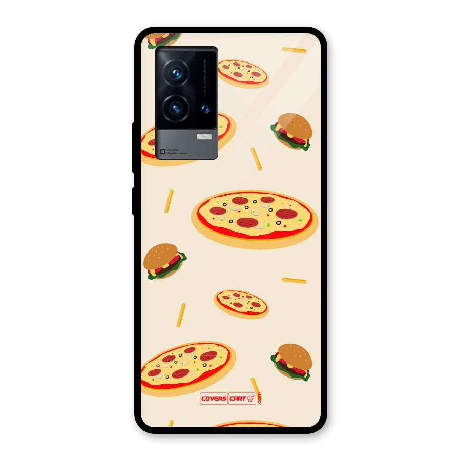 Pizza and Burger Love Glass Back Case for iQOO 9 5G