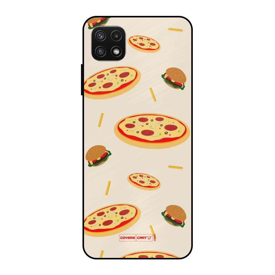 Pizza and Burger Love Metal Back Case for Galaxy A22 5G