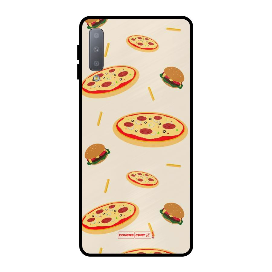 Pizza and Burger Love Metal Back Case for Galaxy A7 (2018)