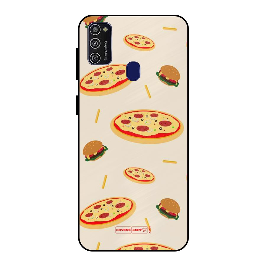 Pizza and Burger Love Metal Back Case for Galaxy M21