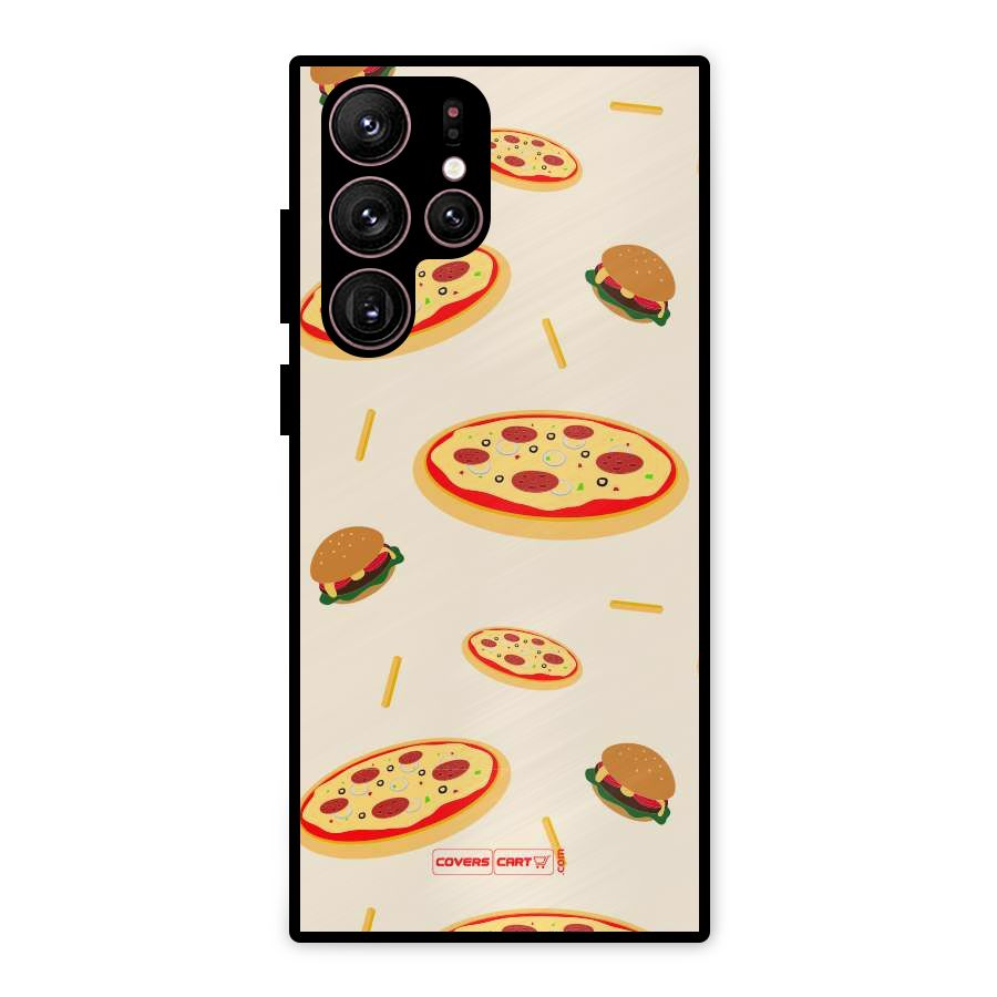Pizza and Burger Love Metal Back Case for Galaxy S22 Ultra 5G