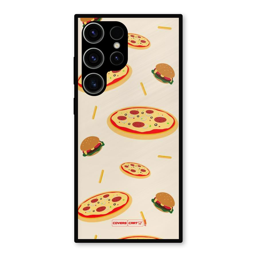 Pizza and Burger Love Metal Back Case for Galaxy S23 Ultra