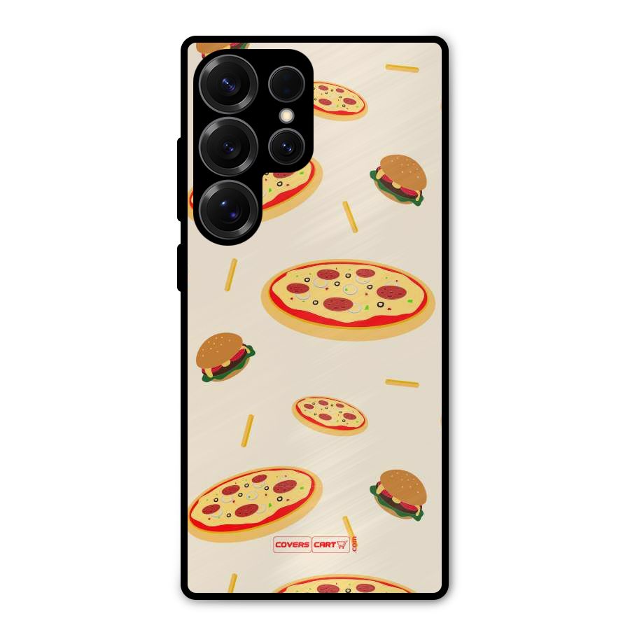 Pizza and Burger Love Metal Back Case for Galaxy S25 Ultra
