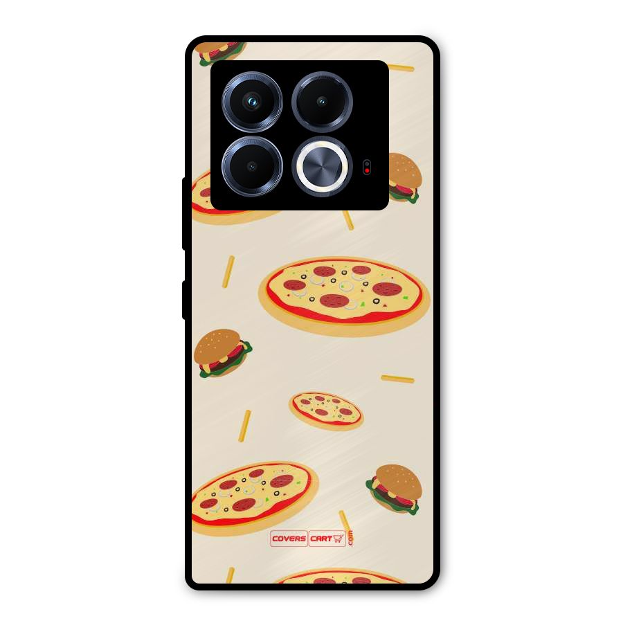 Pizza and Burger Love Metal Back Case for Infinix Note 40 5G