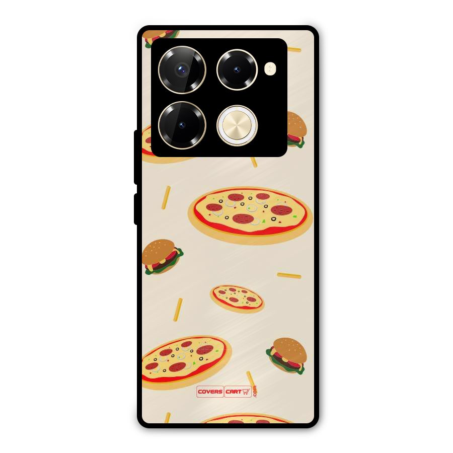 Pizza and Burger Love Metal Back Case for Infinix Note 40 Pro
