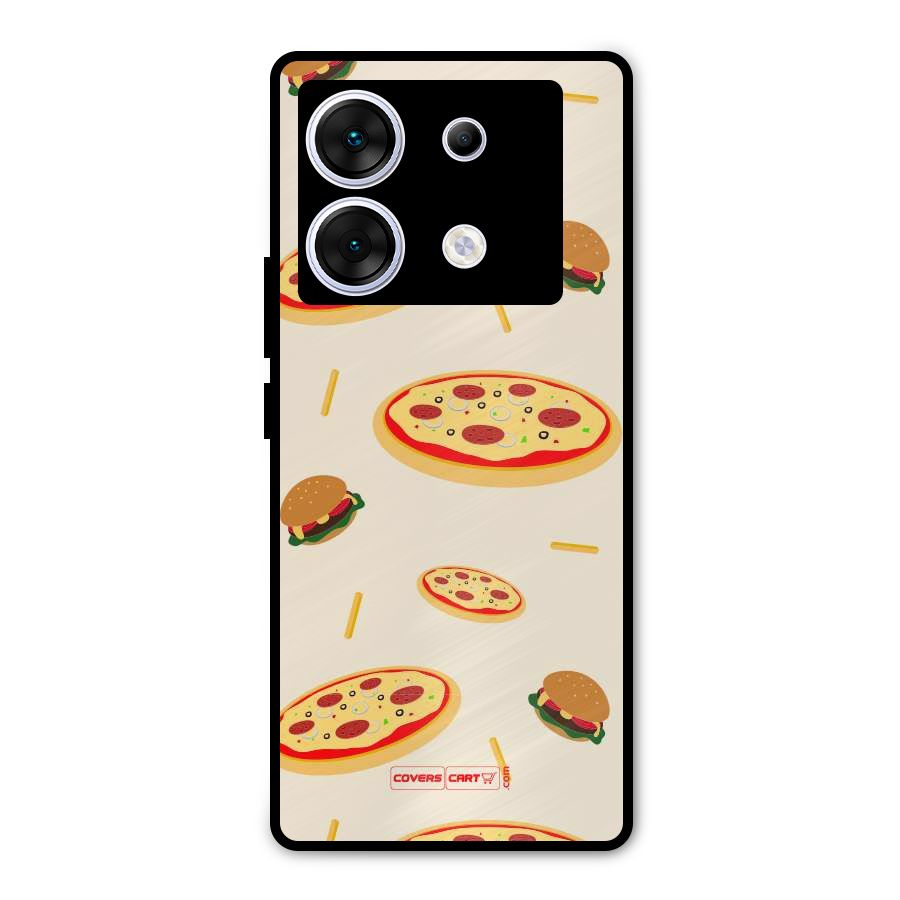 Pizza and Burger Love Metal Back Case for Infinix Zero 30 5G