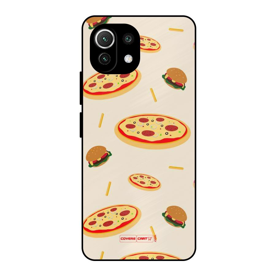 Pizza and Burger Love Metal Back Case for Mi 11 Lite